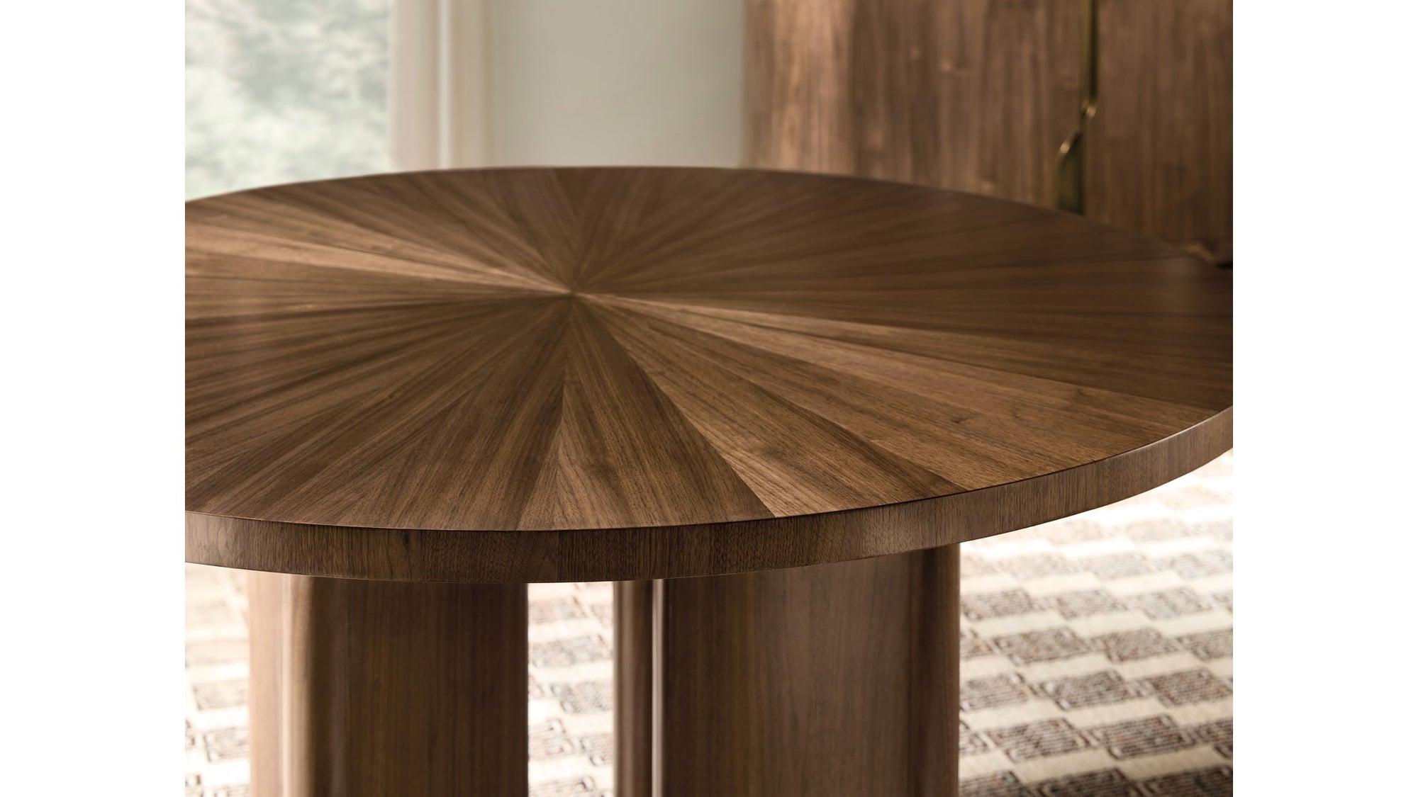 Eleana - Round Dining Table With One Leaf - Medium Wood