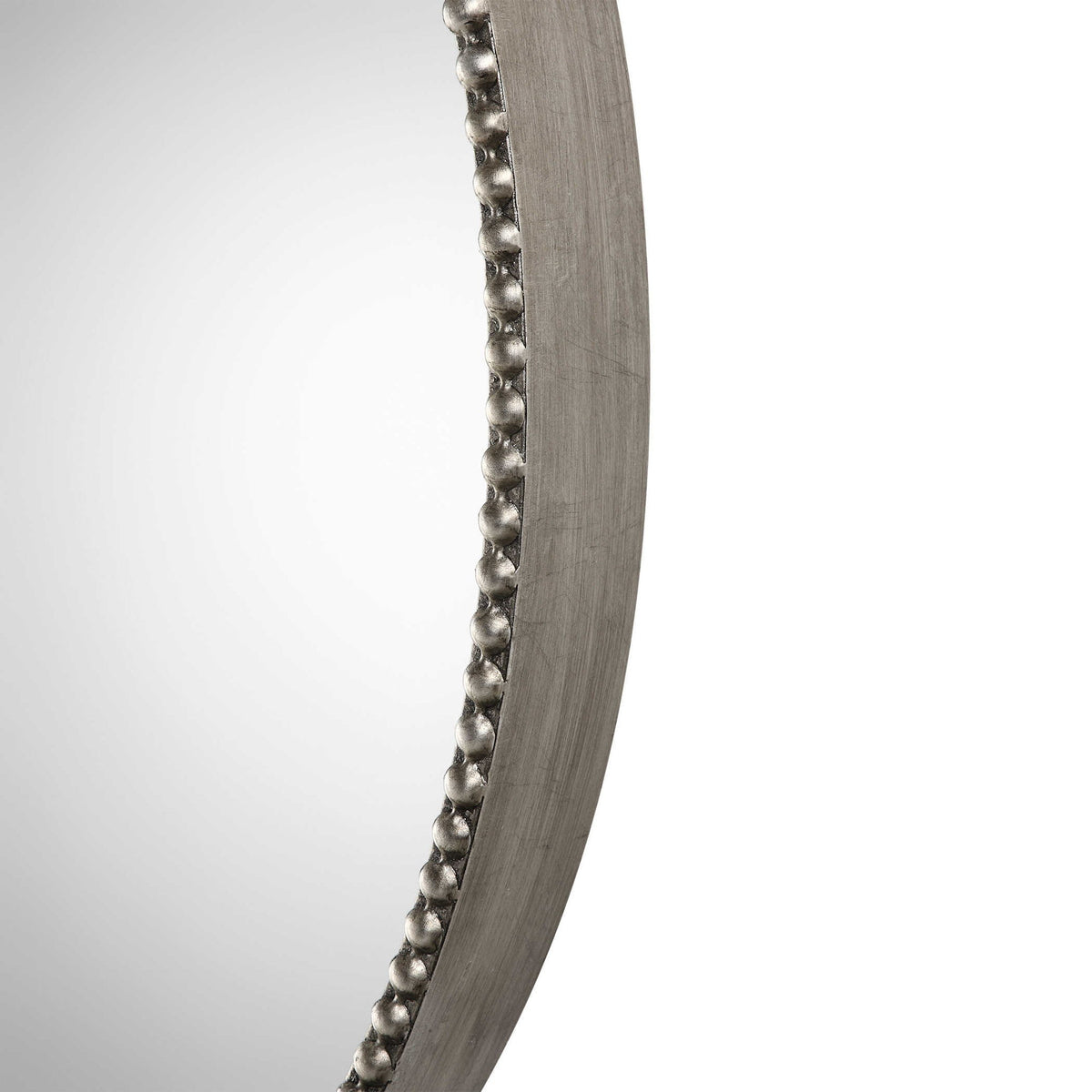 Stefania - Beaded Round Mirror - Silver