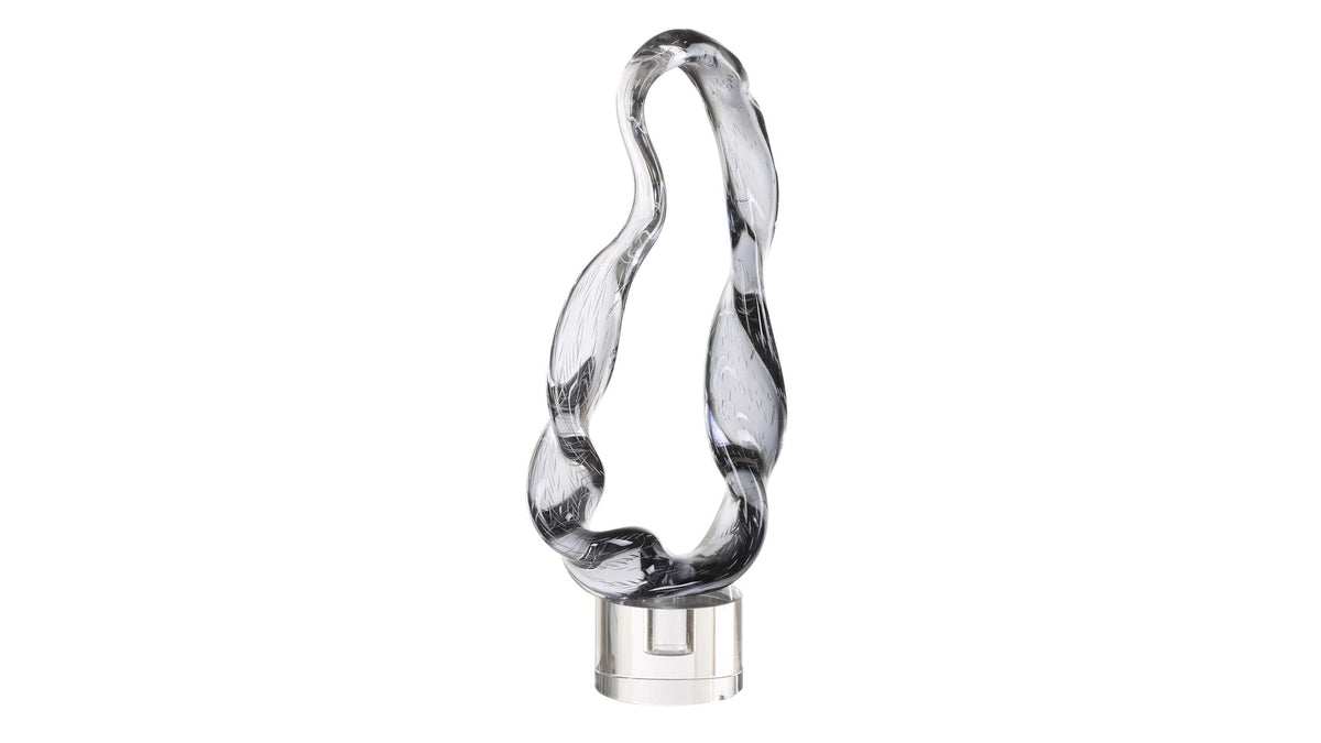 Luminous Twist - Glass Sculpture - Black / White