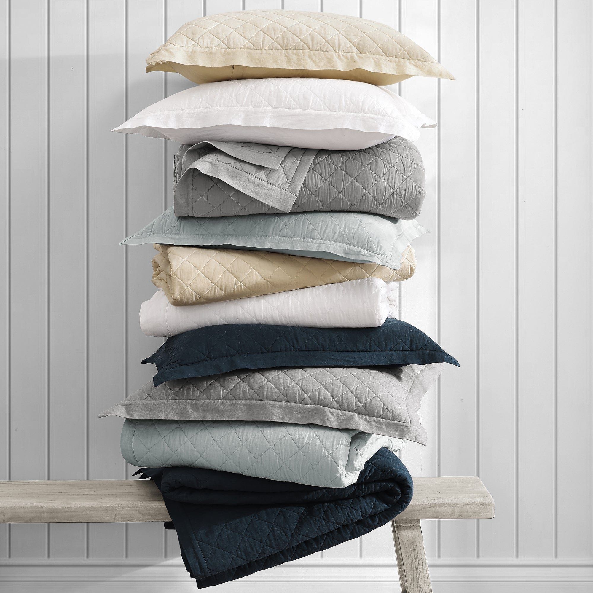 Diamond Linen - Twin Linen Cotton Diamond Quilt - Gray