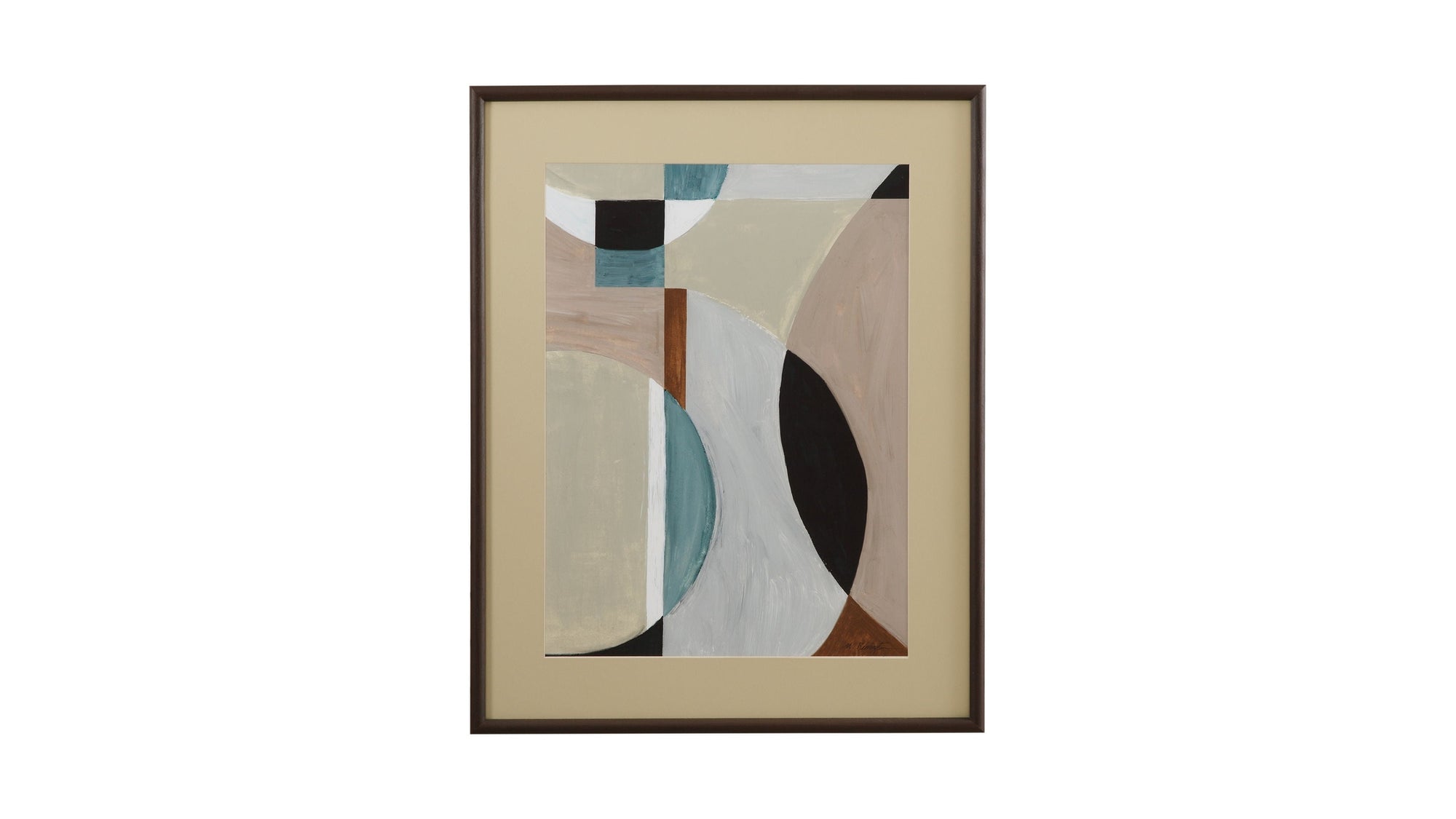 Curved Vision Contours Framed Print - Light Brown