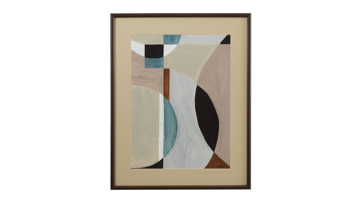Curved Vision Contours Framed Print - Light Brown