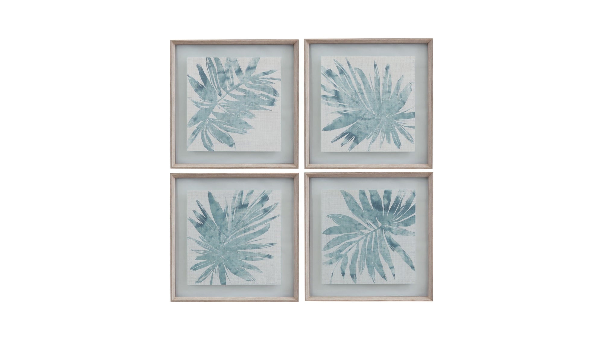 Burlap Ocean Palm II Framed Print - Light Blue