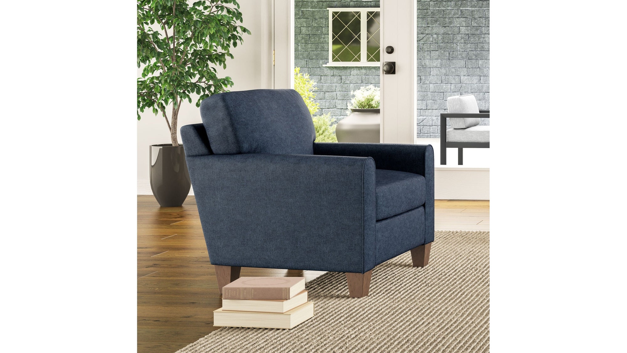Moxy - Fabric Chair, Rounded Mailbox Arms