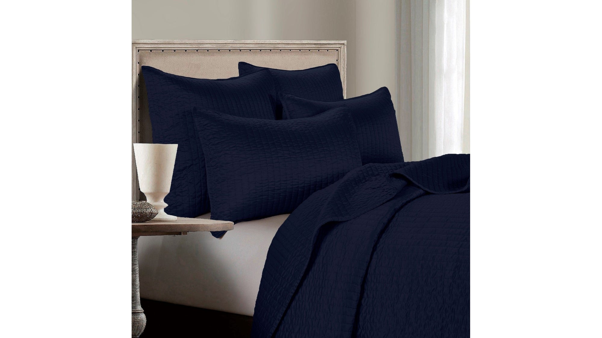 Satin Channel - Full/Queen Quilt Set Set of 3 - Blue