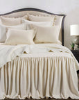 Luna - Full Washed Linen Bedspread Set (Set of 3) - Light Tan