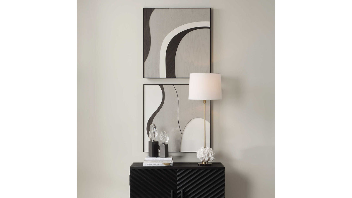 Joel - Modern Wood Wall Art (Set of 2) - Brown / Gray