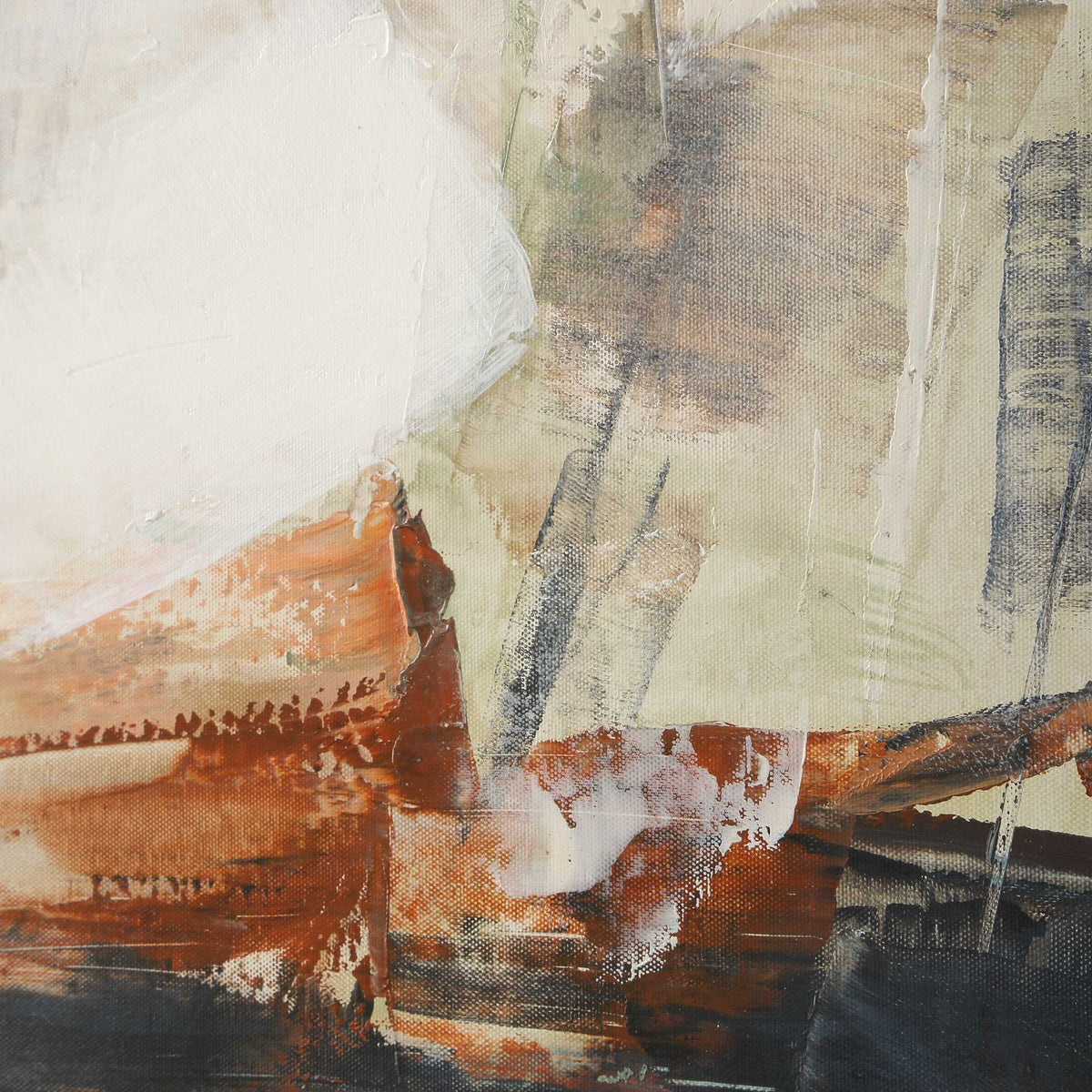 Outburst - Hand Painted Modern Art - Black / Blue / Brown / Gray / Green / Orange / Red / White / Woodtone