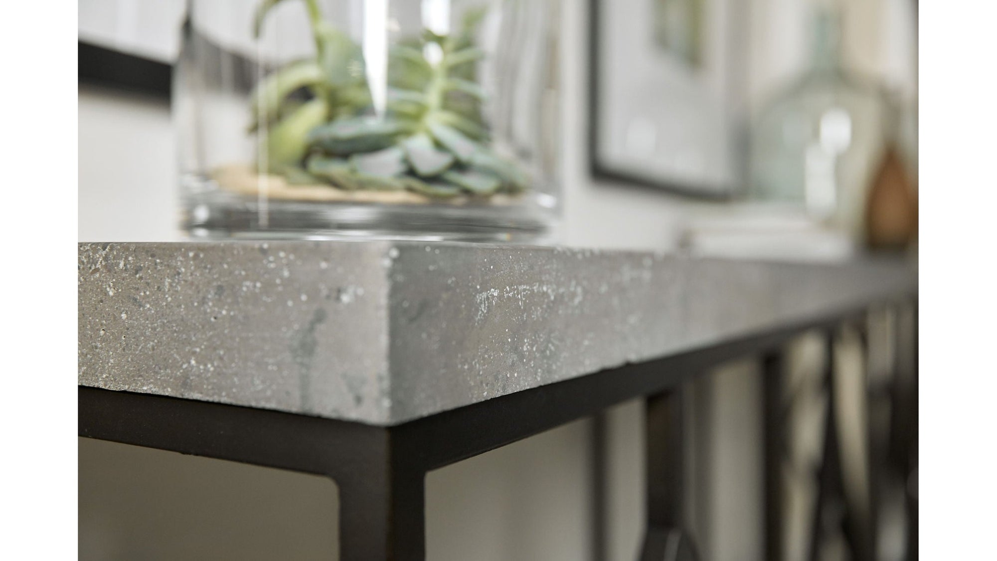Ciao Bella - Metal And Concrete Console Table - Dark Gray / Black