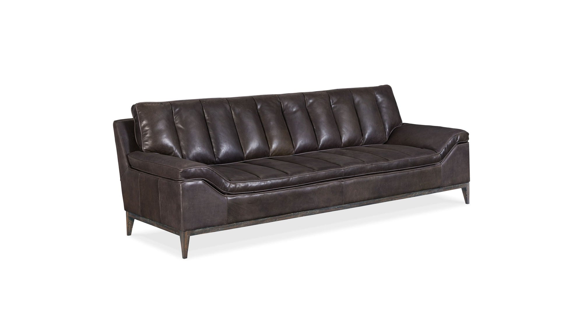 SS - Kandor Leather Stationary Sofa - Black