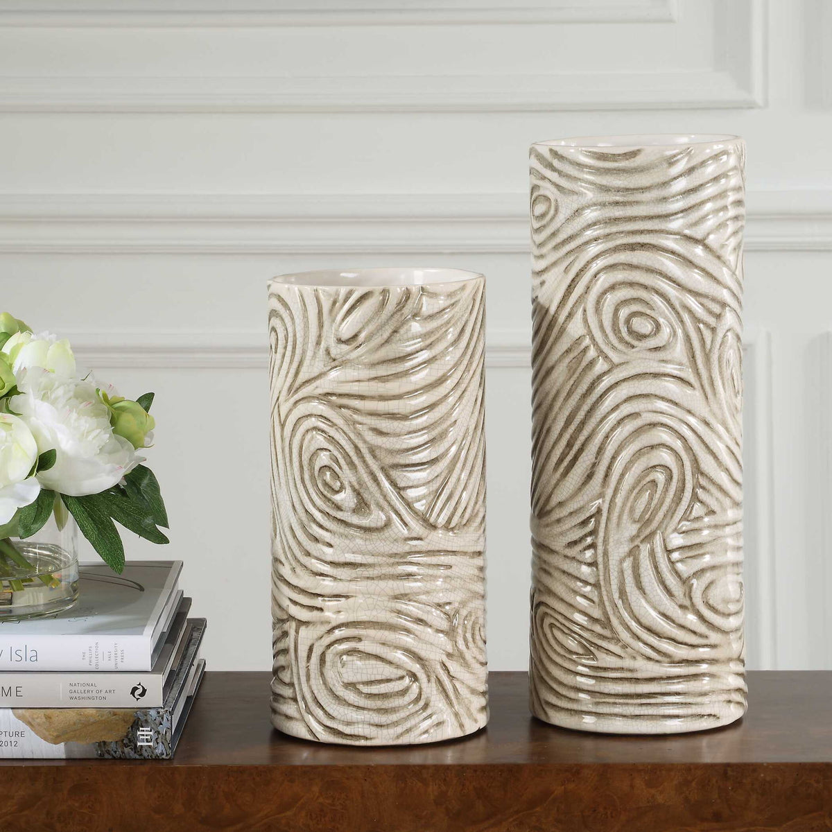 Timber - Swirl Vases (Set of 2) - Earth Tone