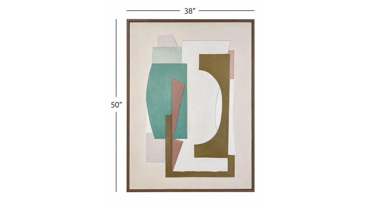 Layered Geometry Framed Canvas - Green