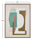 Layered Geometry Framed Canvas - Green