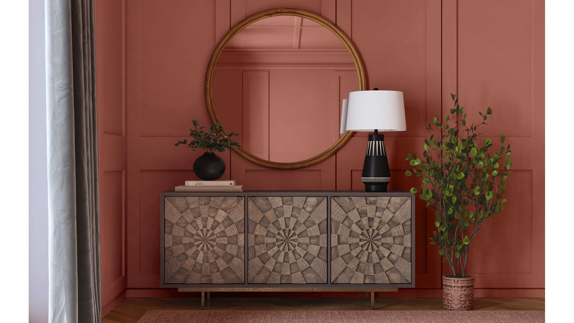 Adrienne - Server - Sandblasted Dark Brown & Antique Gold Metal