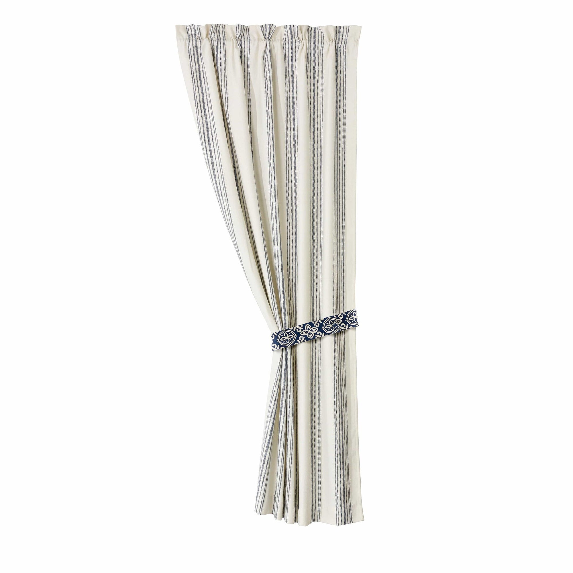 St. Clair - Striped Curtain Set (Set of 2) - White &amp; Navy
