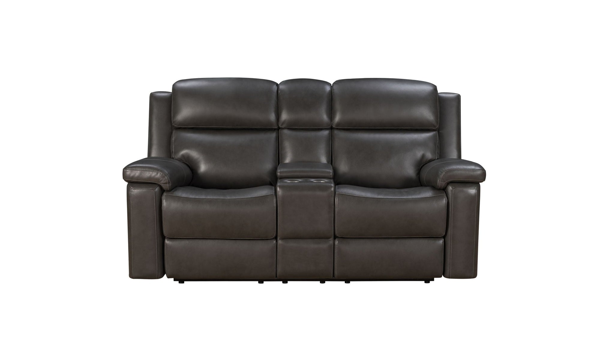 Leon - Power Console Loveseat Recliner With Power Headrest, Power Lumbar, Heat And Massage - Smokey Gray