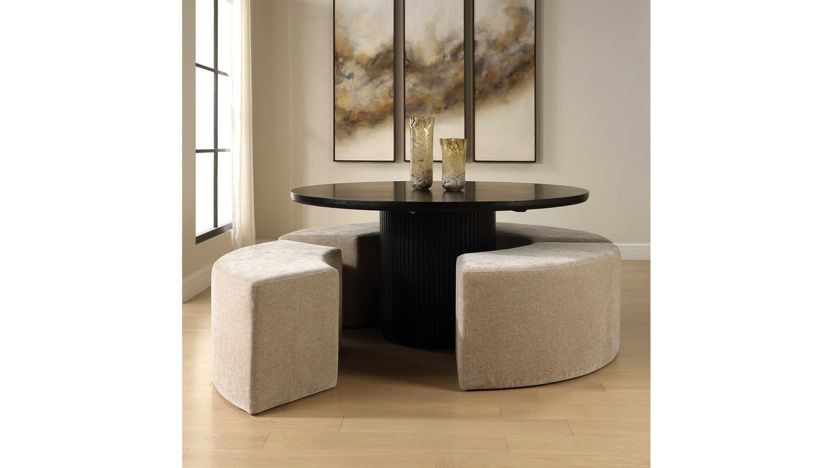 Khai - Rounded Plush Dining Bench - Brown