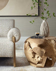 Sola - Handcrafted Teak Side Table - Beige