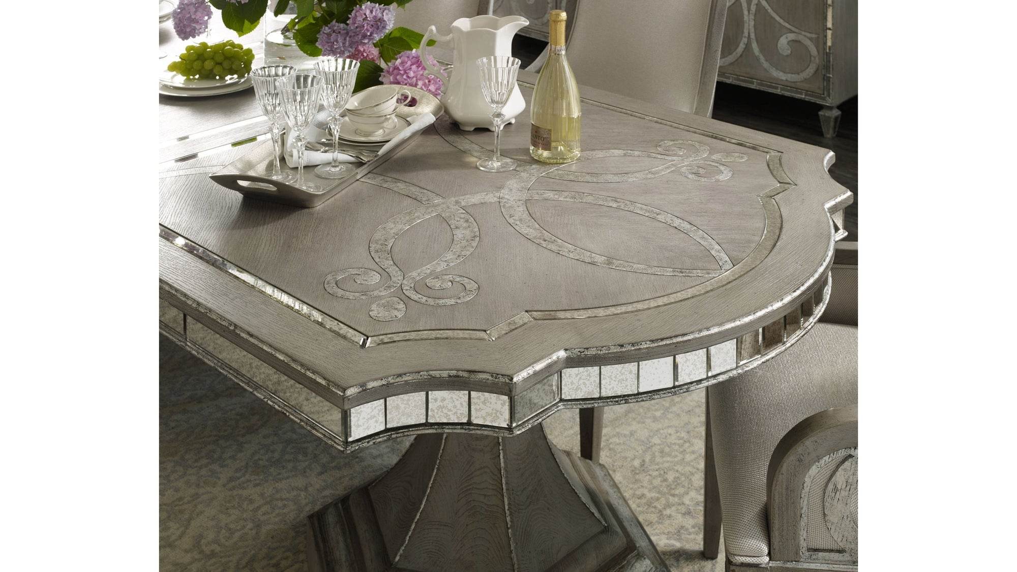 Sanctuary - Rectangle Dining Table With 2-20" Leaves - Pearl Silver