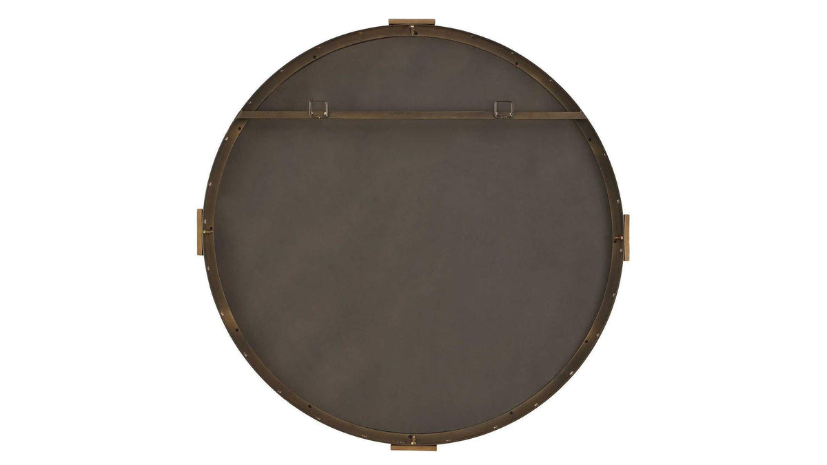 Russo - Travertine Round Mirror - Bronze / Brown / Gold
