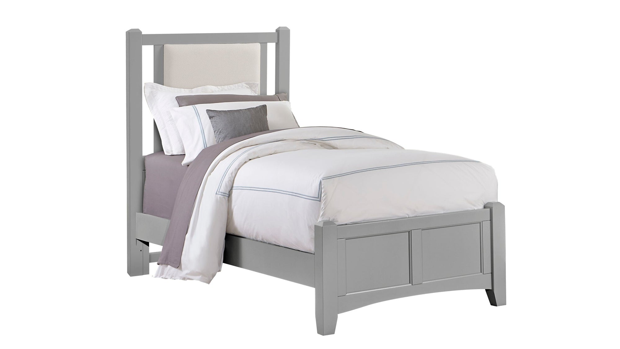 Bonanza - Pebble Gray Upholstered Bed With Mansion Footboard