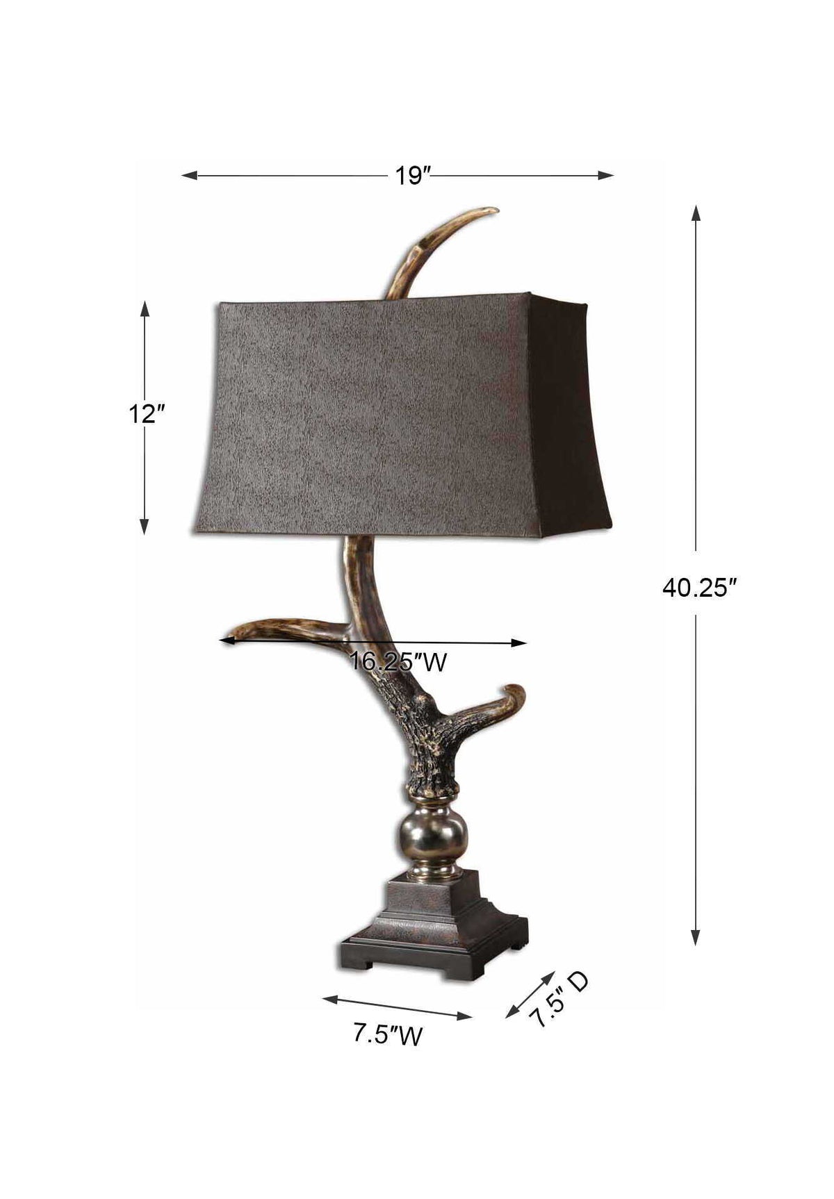 Stag Horn - Dark Shade Table Lamp - Dark Brown