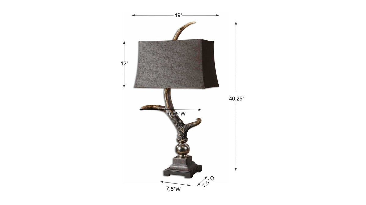 Stag Horn - Dark Shade Table Lamp - Dark Brown