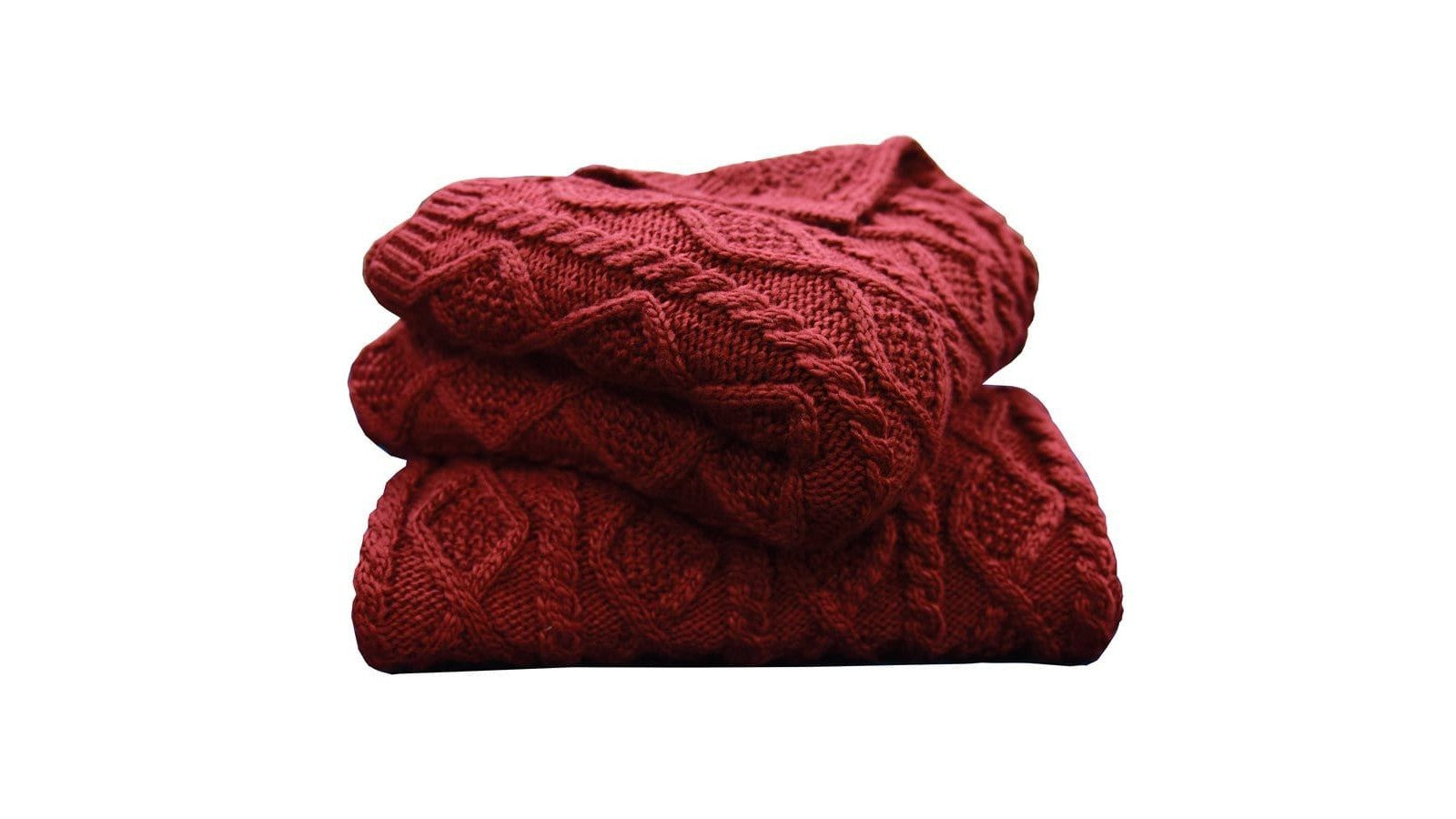 Cable Knit - Soft Wool Throw Blanket - Red