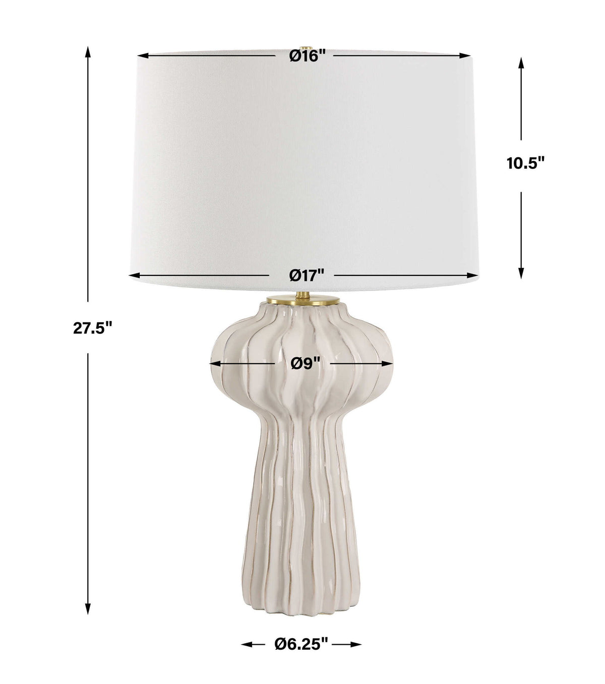 Wrenley - Ridged Table Lamp - White