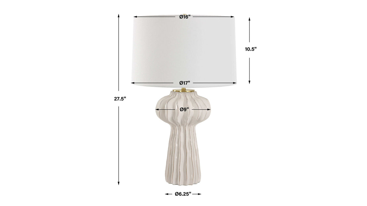 Wrenley - Ridged Table Lamp - White