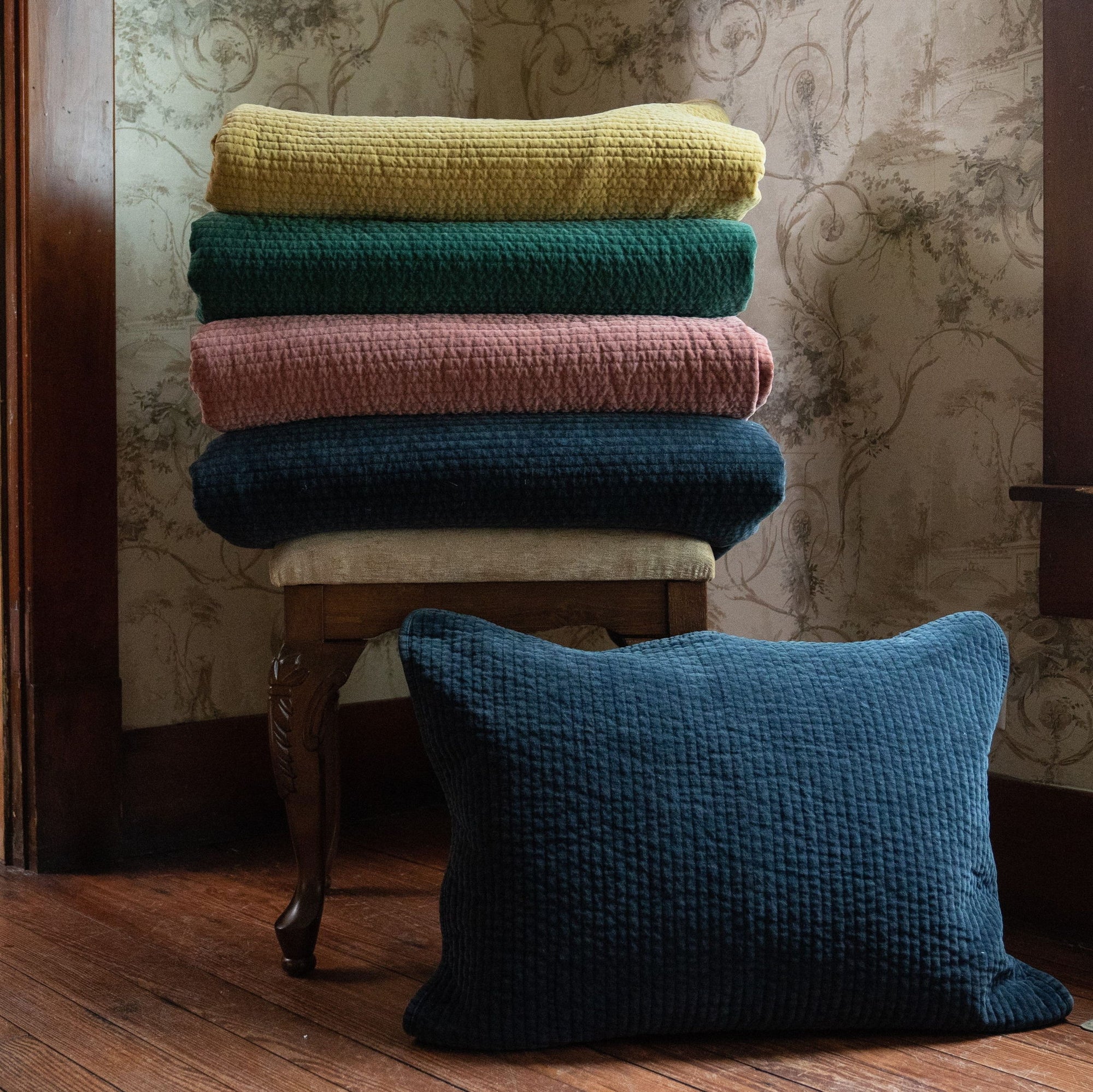 Stonewashed Cotton Velvet - Full/Queen Quilt Set (Set of 3) - Light Tan