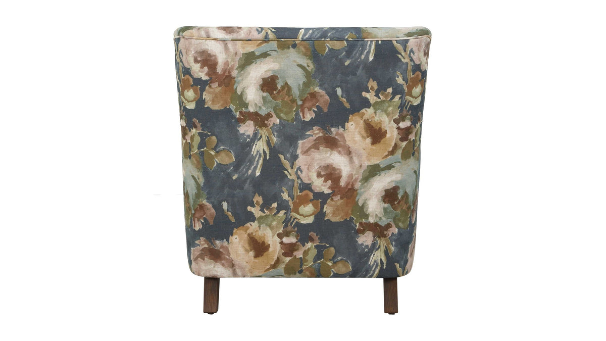 Lainey - Floral Upholstered Armchair - Blue