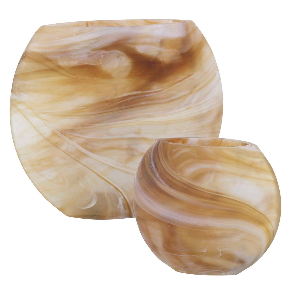 Fusion - Swirled Caramel &amp; Ivory Vases (Set of 2)