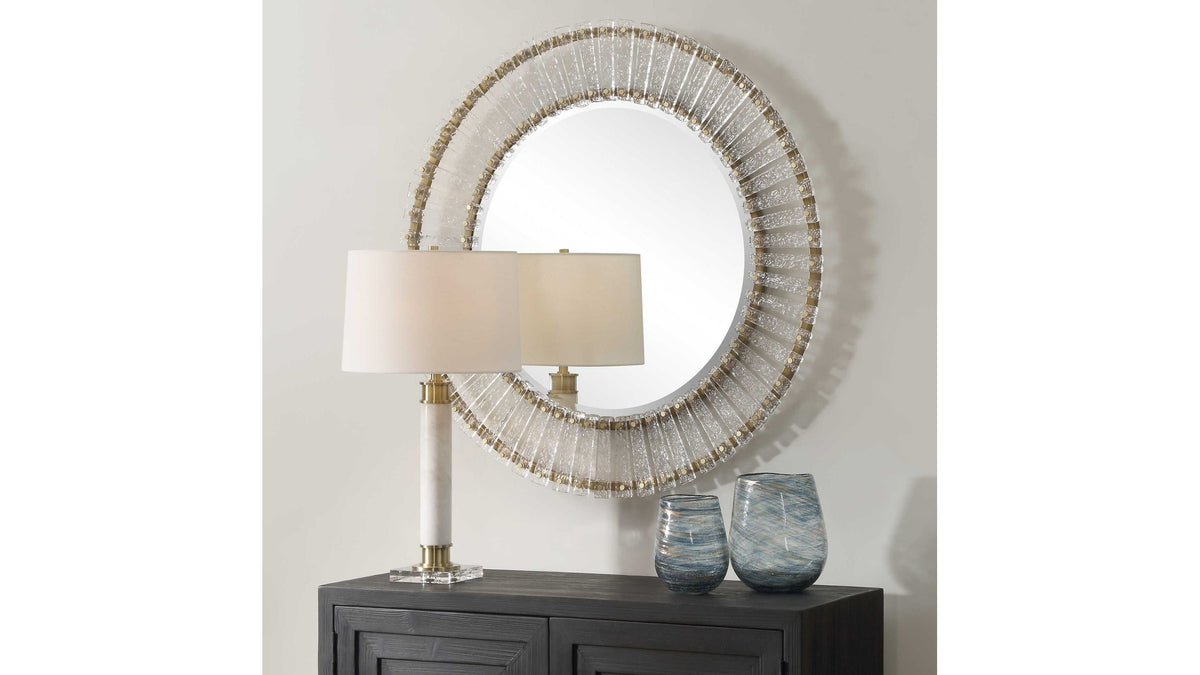 Denali - Textured Glass Round Mirror
