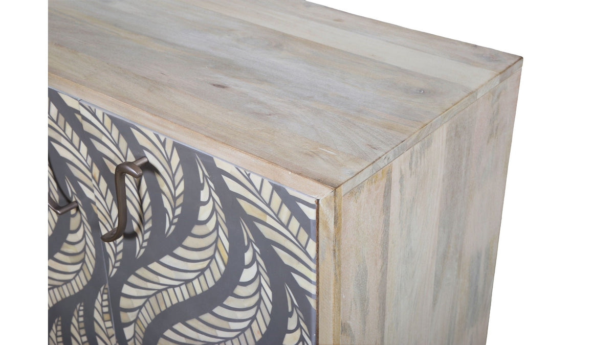 Leia - Bar Cabinet - White Mango / Ivory Bone / Gray