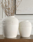 Luna - Ridge Ceramic Vases (Set of 2) - White