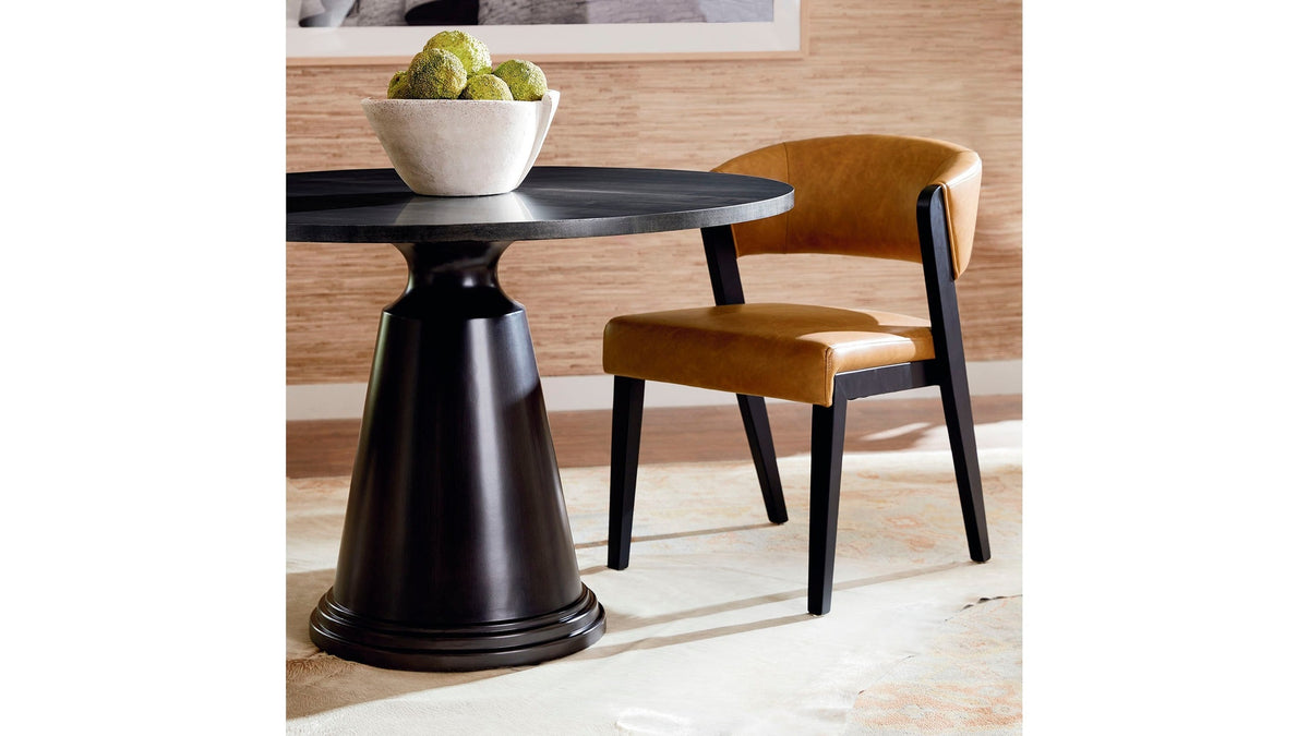 Asher Upholstered Faux Leather Dining Chair with Black Wooden Frame