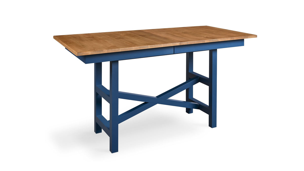 HideAway Solid Maple Trestle Extendable Counter Dining Table