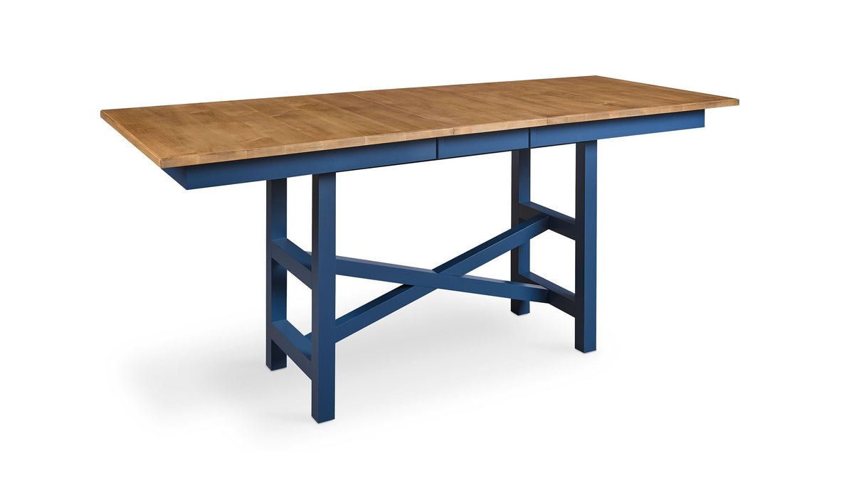 HideAway Solid Maple Trestle Extendable Counter Dining Table