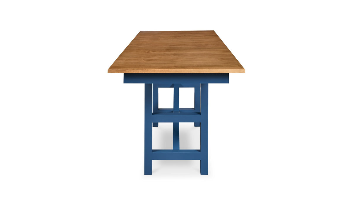 HideAway Solid Maple Trestle Extendable Counter Dining Table