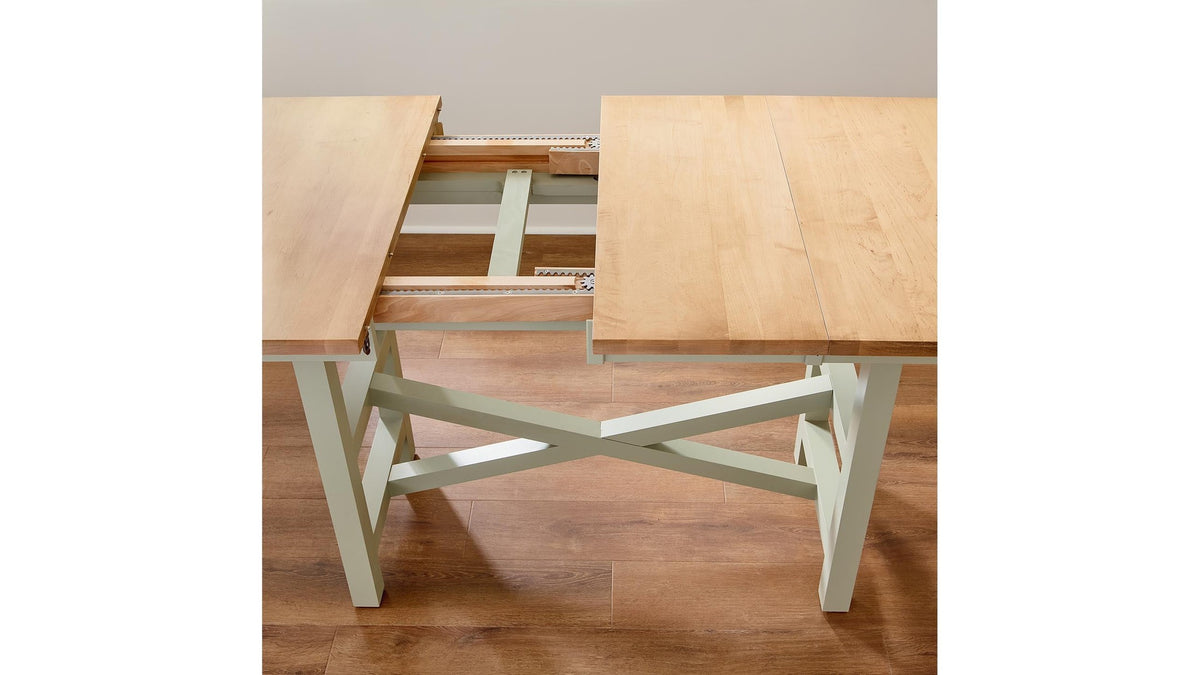 HideAway Solid Maple Trestle Extendable Counter Dining Table