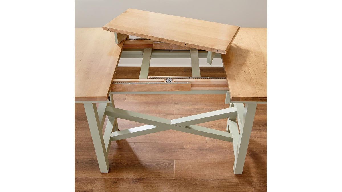 HideAway Solid Maple Trestle Extendable Counter Dining Table