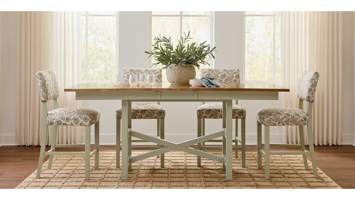 HideAway Solid Maple Trestle Extendable Counter Dining Table