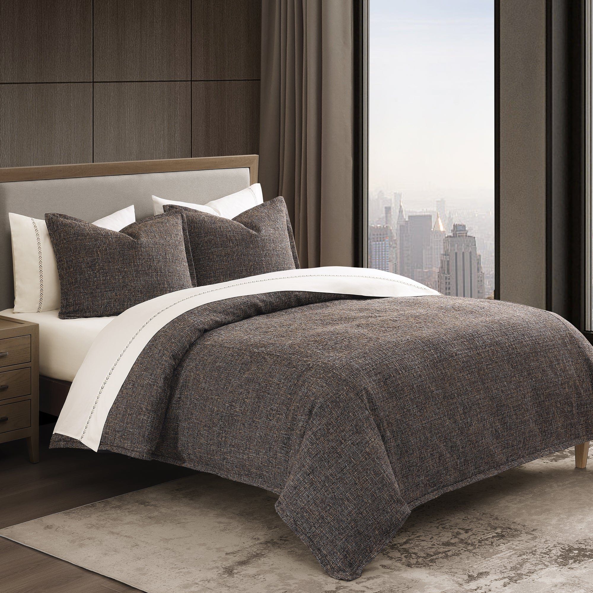 Tweed - King Duvet Cover Set (Set of 3) - Brown