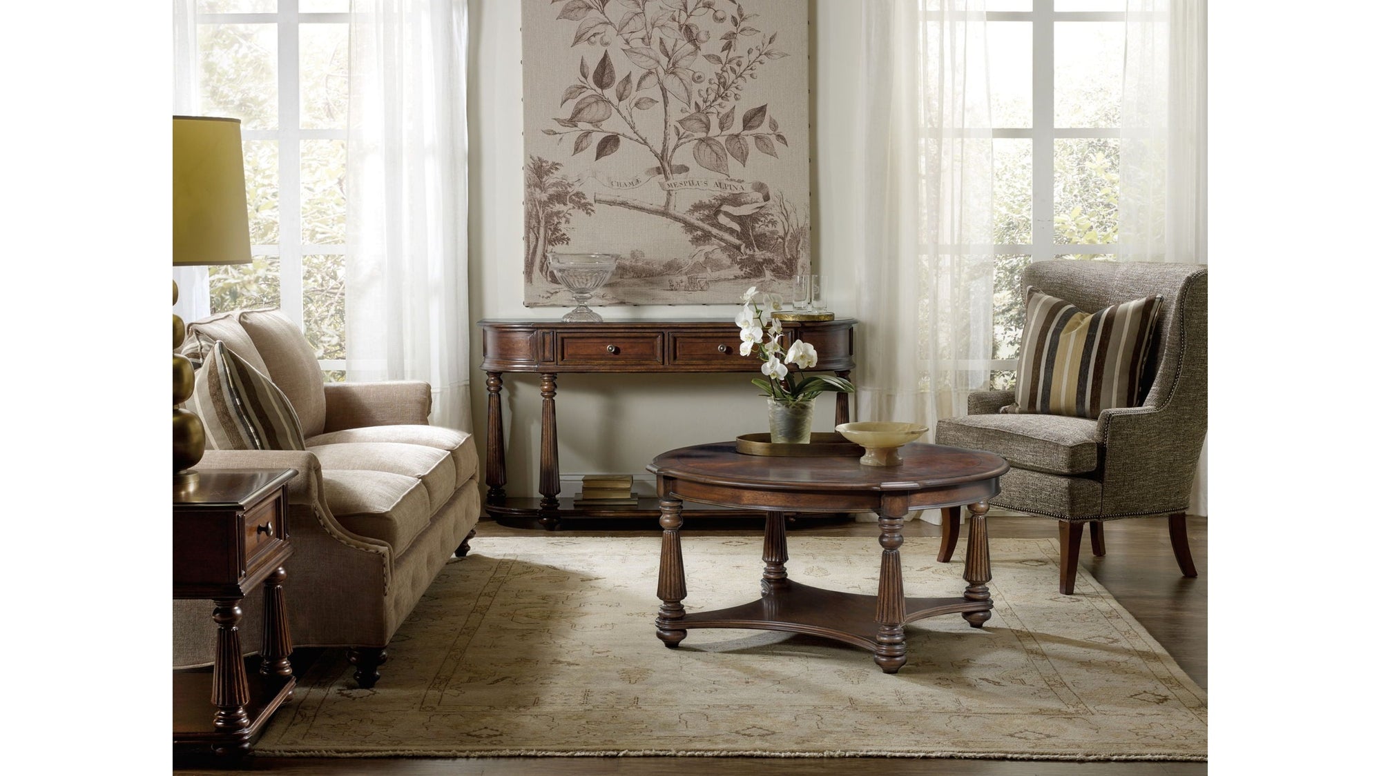 Leesburg - Demilune Hall Console - Dark Brown