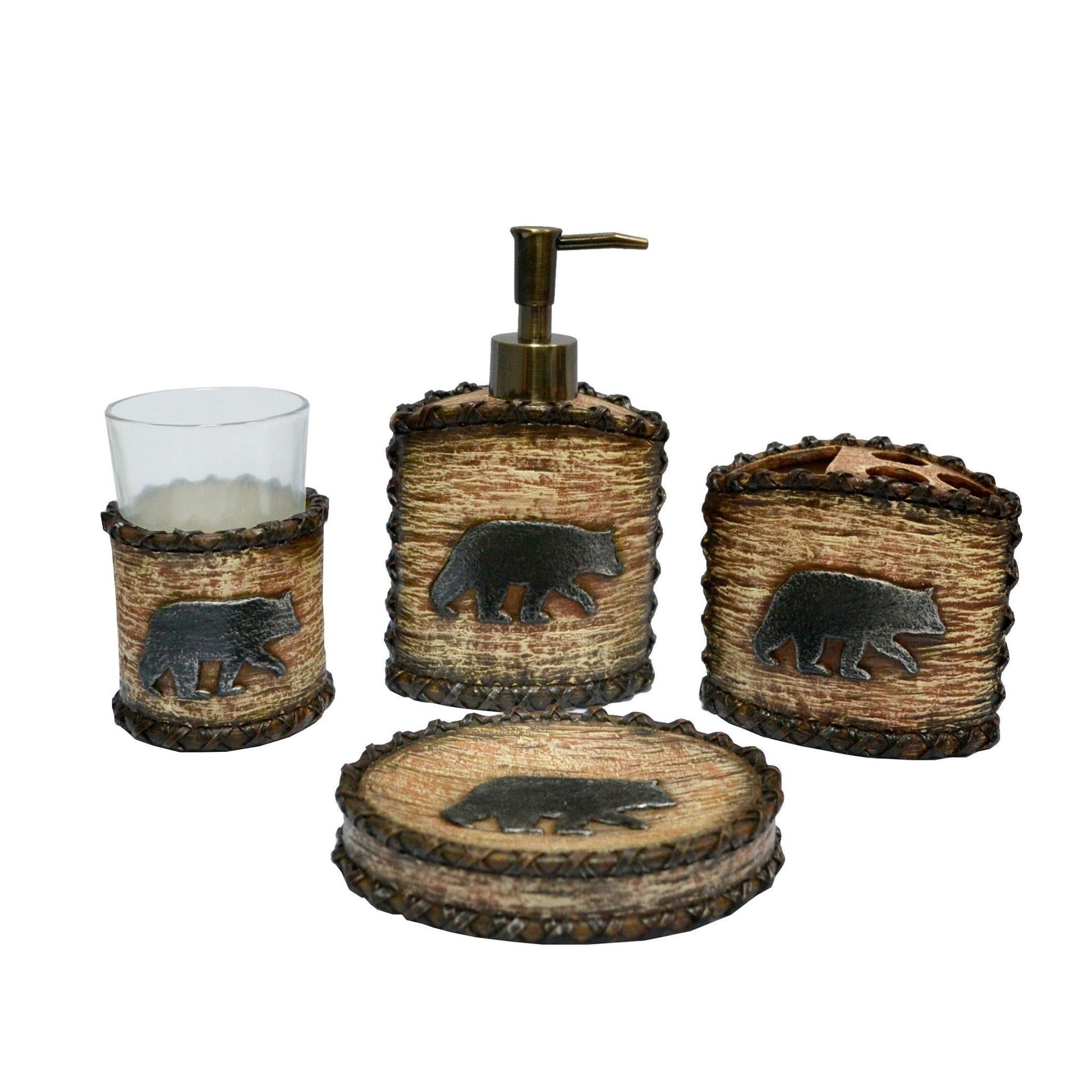 Lodge Bear - Bathroom Sets (Set of 5), 2 Per Carton - Brown
