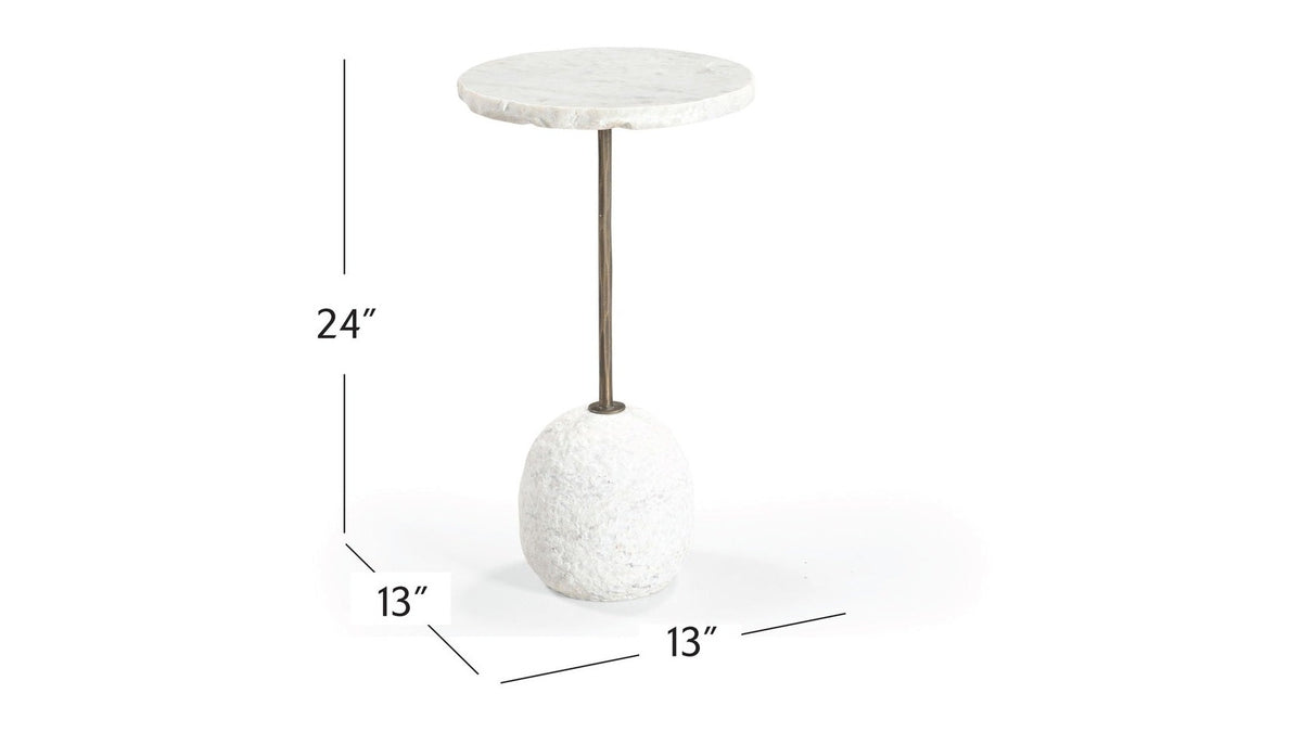Aeirith - Accent Table - Natural Edge White Marble / Antique Brass