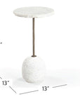 Aeirith - Accent Table - Natural Edge White Marble / Antique Brass
