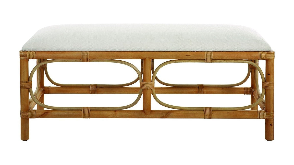 Laguna - Fabric Rattan Bench - White