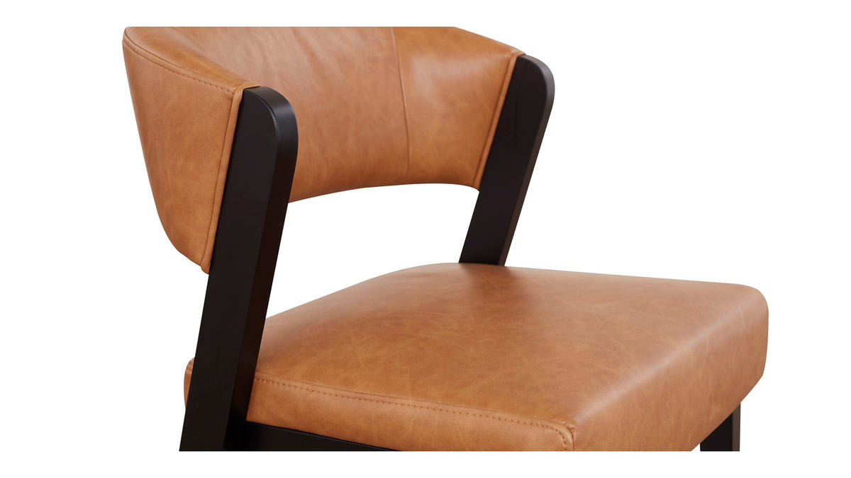 Asher Upholstered Faux Leather Dining Chair with Black Wooden Frame